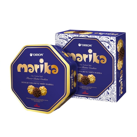 Bánh quy hoa bơ tự nhiên Marika-Orion, hộp sắt (432g),