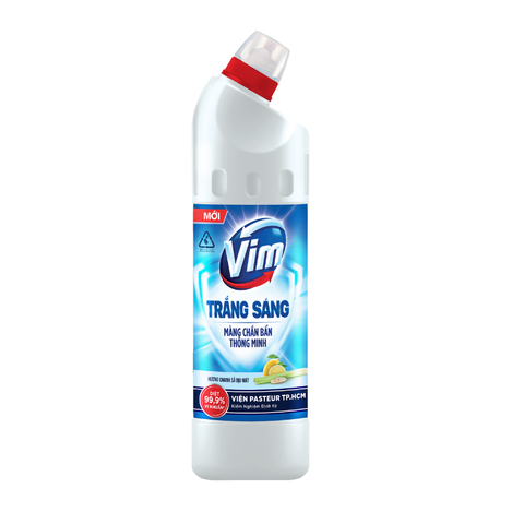 Nước tẩy rửa bồn cầu và nhà tắm Vim, trắng sáng hương chanh sả dịu mát, chai (870ml).