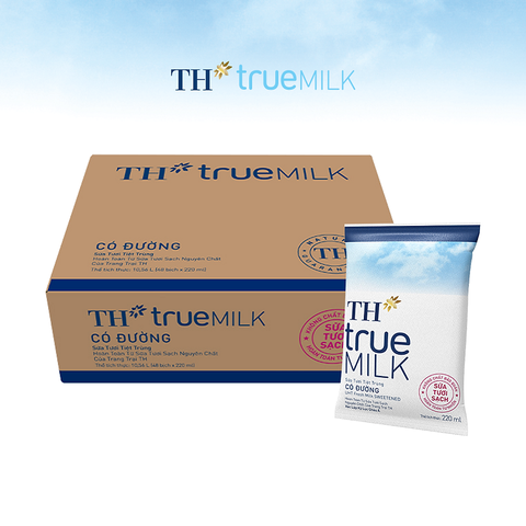 Sữa tươi tiệt trùng TH true Milk-có đường, thùng (220ml*48túi),