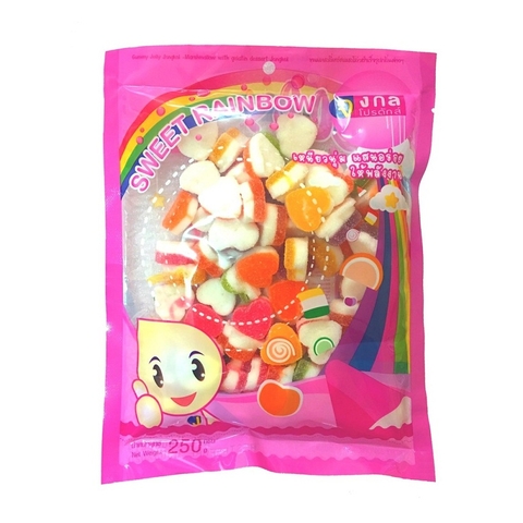 Kẹo dẻo Marshmallow Jelly Jongkol, hương vị trái cây-Thái Lan, gói (250g).