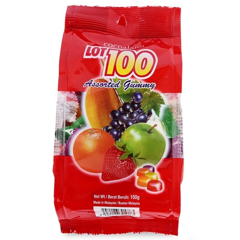 Kẹo Lot 100, hương trái cây tổng hợp-Cocoaland, Malaysia, gói (150g).