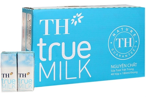 Sữa tươi tiệt trùng TH true Milk, nguyên chất, thùng (180ml*48hộp),
