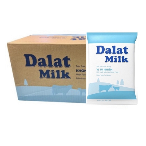 Sữa tươi tiệt trùng DALAT Milk vị tự nhiên, thùng (48túi*220ml),