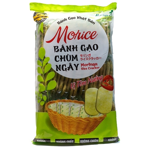 Bánh gạo chùm ngây Morice, vị tôm nướng-Moringa, gói (170g)-