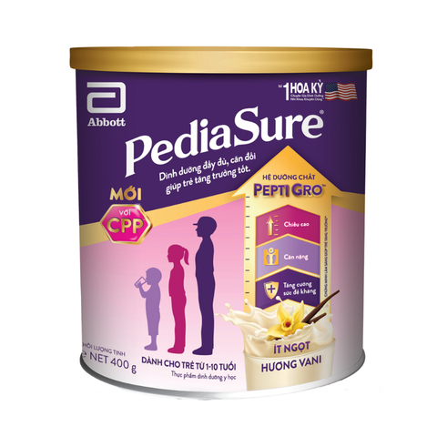 Sữa bột PediaSure BA, hương Vani (ít ngọt)-Abbott, hộp (400g),