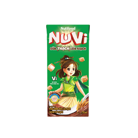 Sữa lúa mạch vị cacao có thạch-Nuvi, Nutifood, vỉ (170ml*4),