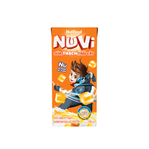 Sữa  lắc trái cây hương cam có thạch-Nuvi, Nutifood, vỉ (170ml*4),