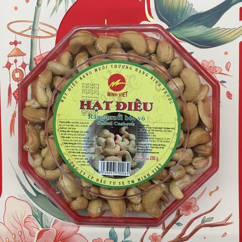 Hạt điều rang muối bóc vỏ Minh Việt, hộp bát giác (250g).