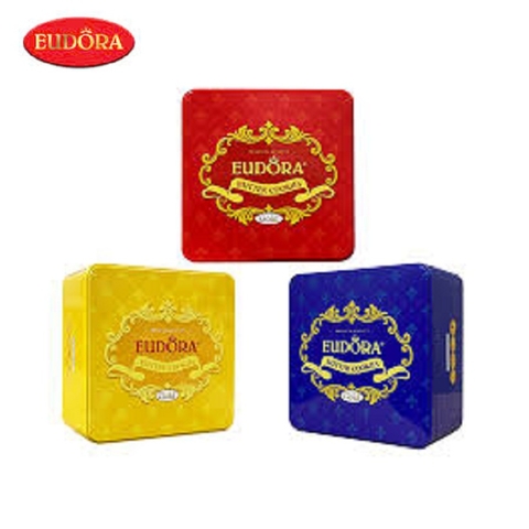 Bánh quy bơ tổng hợp Eudora-Indonesia, hộp sắt (252g).
