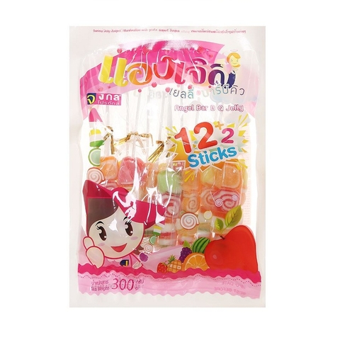 Kẹo dẻo Marshmallow Jelly Jongkol, hương trái cây tổng hợp (que xiên)-Thái Lan, gói (300g),