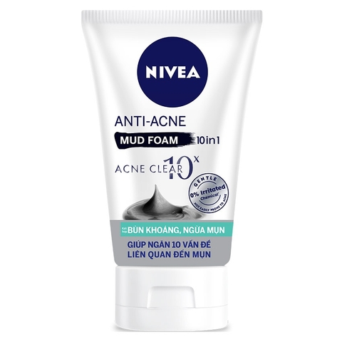 Sữa rửa mặt bùn khoáng giúp ngừa mụn Nivea Anti-Acne 10in1 (100g)