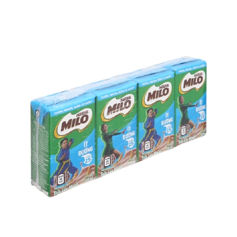 Sữa lúa mạch Milo-Nestle, ít đường (110ml*4hộp),