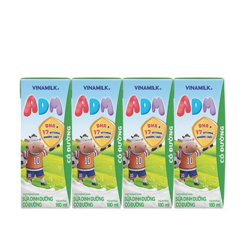 Sữa dinh dưỡng có đường ADM-Vinamilk (180ml*4hộp).