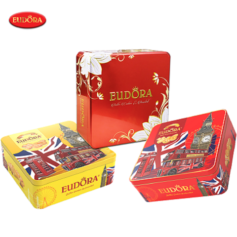 Bánh quy bơ tổng hợp Eudora (city đỏ)-Indonesia, hộp sắt (496g).