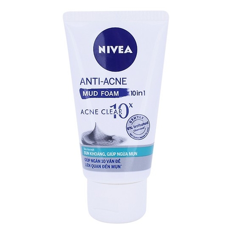 Sữa rửa mặt bùn khoáng giúp ngừa mụn Nivea Anti-Acne 10in1 (50g)