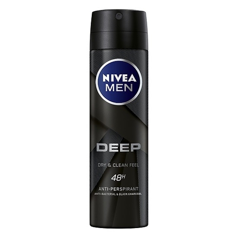 Xịt khử mùi Nivea Men Deep Dry & Clean Feel (150ml).