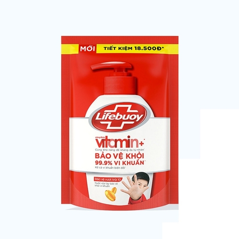 Nước rửa tay Lifebuoy công thức vitamin, bảo vệ vượt trội 10, túi (400g/392ml).