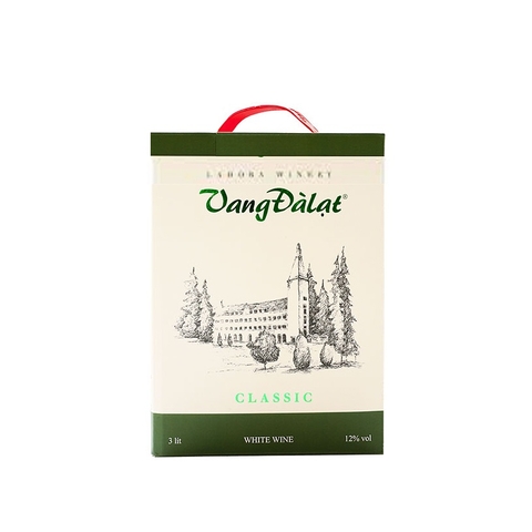 Rượu vang trắng Đà Lạt Classic White Wine, bịch (3lít, 12%).