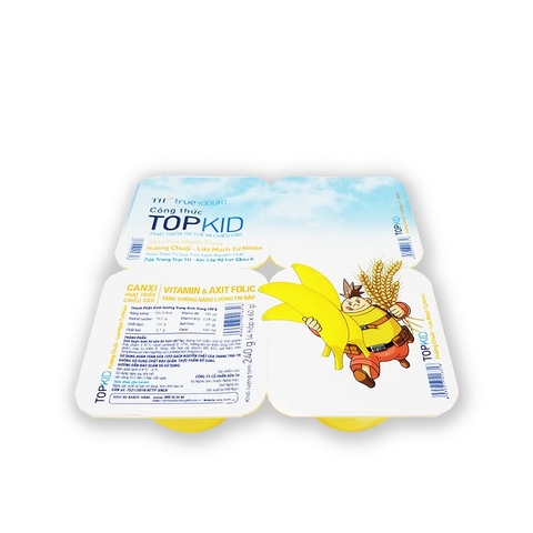 Sữa chua thanh trùng TopKid-TH True, hươngchuối-lúa mạch (60g*4hộp),