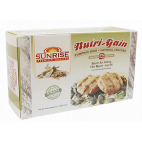 Bánh Yến mạch-hạt bí ít đường, Nutri Gain-Sunrise, Malaysia, hộp (178g)