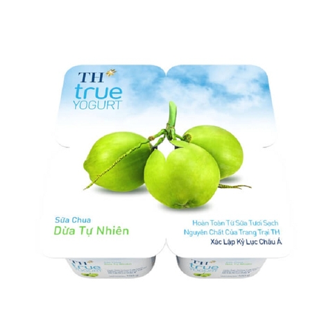Sữa chua TH dừa tự nhiên-TH True, vỉ (100g*4hộp),