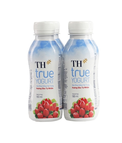 Sữa chua uống tiệt trùng TH True Yogurt, hương Dâu (180ml*4chai),