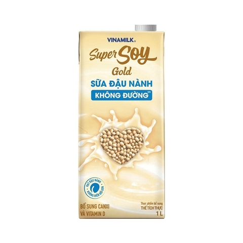Sữa đậu nành không đường Super Soy gold-Vinamilk, hộp (1lít).