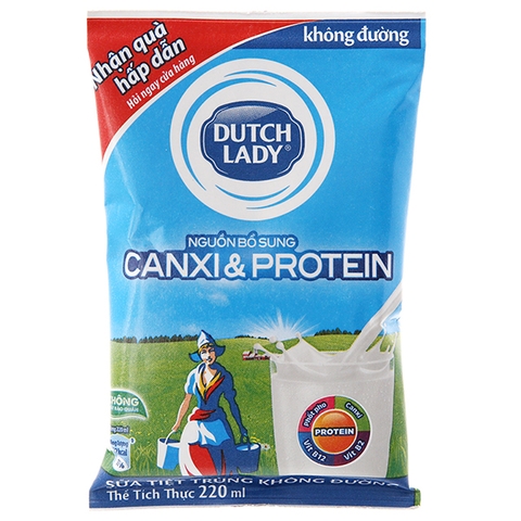 Sữa tiệt trùng cô gái Hà Lan-không đường, túi (220ml),