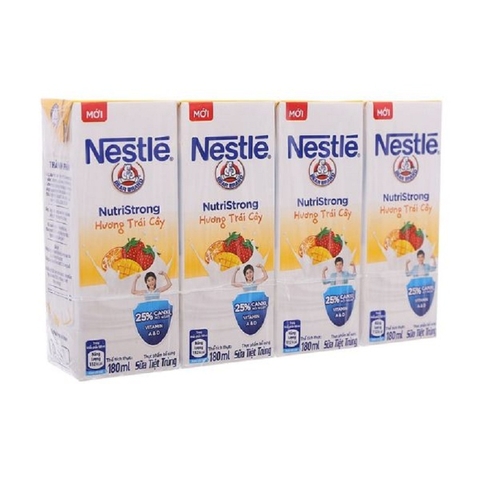 Sữa tiệt trùng Nestle NutriStrong, hương trái cây (180ml*4hộp),