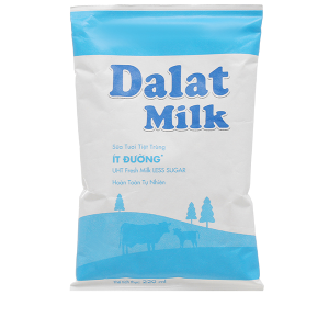 Sữa tươi tiệt trùng DALAT Milk ít đường, túi (220ml),