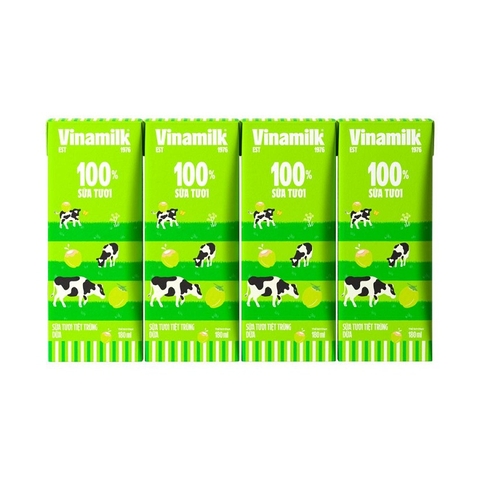 Sữa tươi tiệt trùng vị dừa, 100% sữa tươi-Vinamilk, vỉ (180ml*4hộp),