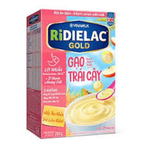 Bột ăn dặm Ridielac Gold, Gạo & Trái cây-Vinamilk, 6-24 tháng tuổi (200g).