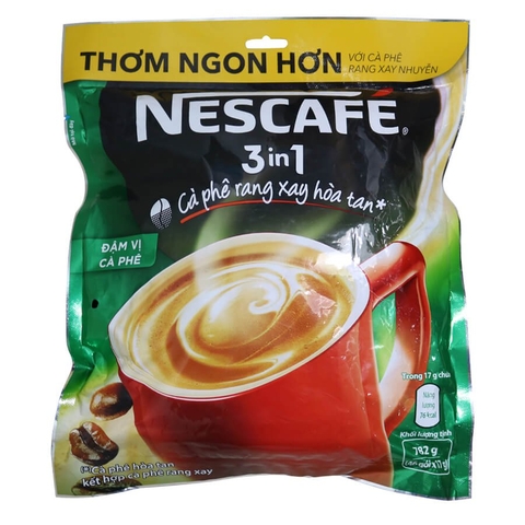 Cà phê rang xay hòa tan 3in1, đậm vị cà phê-Nescafe, túi (782g/46gói*17g).