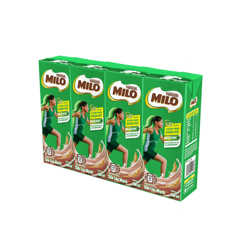 Sữa lúa mạch Milo-Nestle, vỉ (180ml*4hộp),