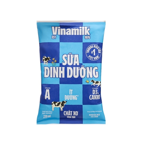 Sữa dinh dưỡng ít đường-Vinamilk, túi (220ml).