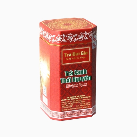 Trà xanh Thái Nguyên, thượng hạng-Trà Đại Gia, hộp giấy bát giác (200g).