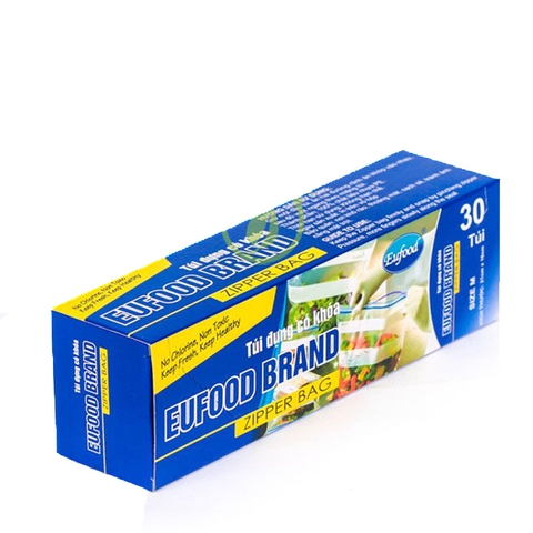 Túi dựng thực phẩm Zipper bag-Eufood Brand, size M (21*18cm, 30túi).