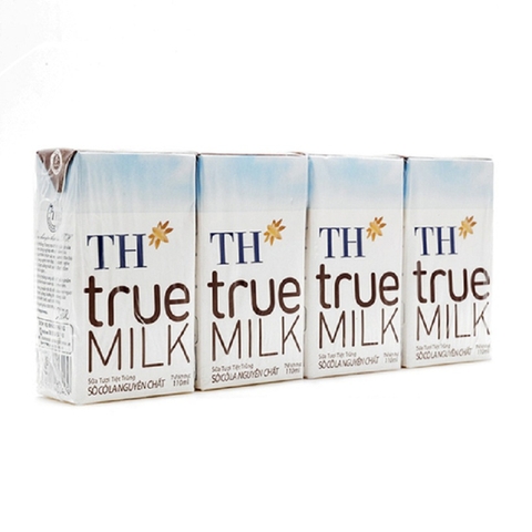 Sữa tươi tiệt trùng TH true Milk, sôcôla nguyên chất (110ml*4hộp),