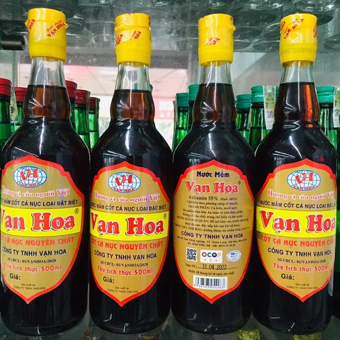 Nước mắm Vạn Hoa, 55-58 độ đạm, chai (500ml, 55-58N)