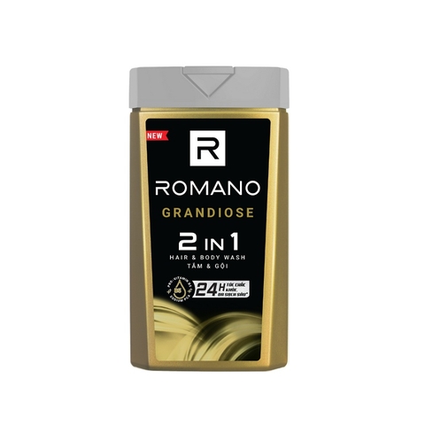 Dầu tắm gội Romano Grandiose 2 in 1-hương nam tính, chai (180g).