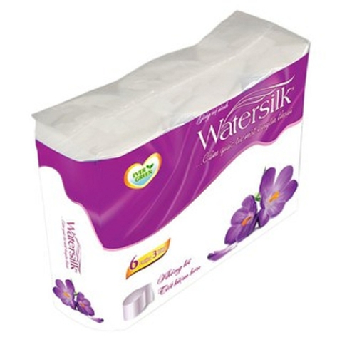 Giấy vệ sinh Watersilk, không lõi (6cuộn, 3lớp).