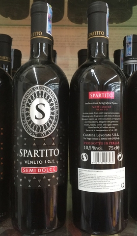 Rượu vang đỏ ngọt Spartito Semi Dolce-Italia, chai (750ml, 10.5%),