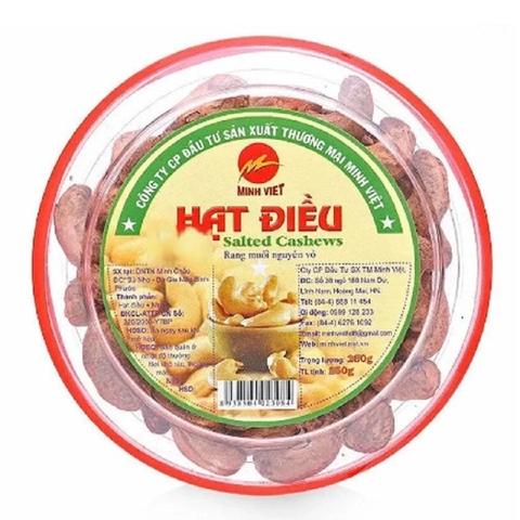 Hạt điều rang muối còn vỏ-Minh Việt, hộp (300g).