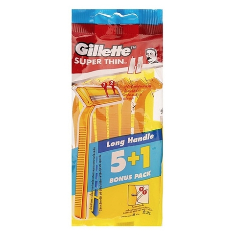 Dao cạo râu Gillette Super Thin, cán vàng (5 chiếc+1),