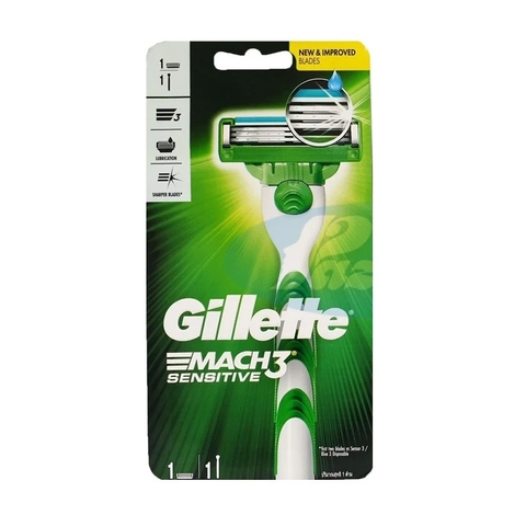 Dao cạo râu Gillette Mach3 Sensitive (cán trắng xanh),