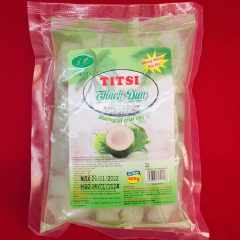 Thạch dừa hương vị trái cây Titsi-Tâm Phát, túi (400g),