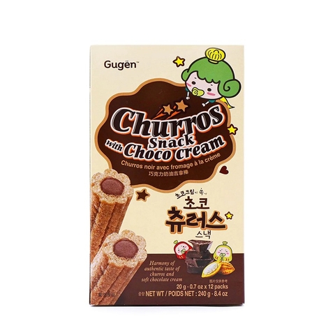 Bánh Snack kem socola, Churros snack with Choco Cream-Gugen, Hàn Quốc (240g),