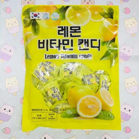 Kẹo vitamin chanh, Lemon Vitamin Candy-Hàn Quốc, gói (210g),