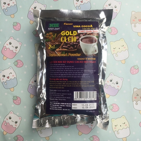 Cacao Vina CocoA Gold ít đường, 2in1-NBI, túi (220g),