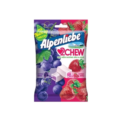 Kẹo Alpenliebe 2Chew-kẹo mềm hương dâu & nho, gói (220.5g),